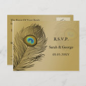 gouden bruinkoolbruidbruinkool rsvp uitnodiging briefkaart (Voorkant / Achterkant)