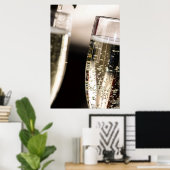 Gouden Bruis: Macro Champagnebellen Kunst Poster (Thuiskantoor)