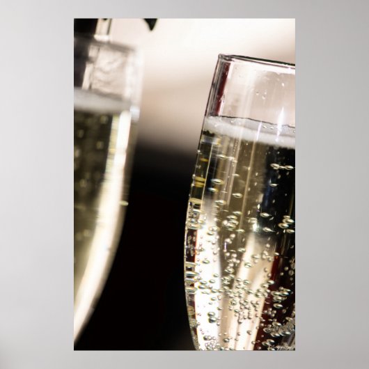 Gouden Bruis: Macro Champagnebellen Kunst Poster (Voorkant)
