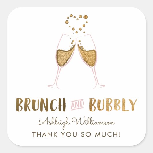 Gouden brunch & Bubbly Vrijgezellenfeest | Dank u Vierkante Sticker (Voorkant)