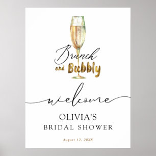 Gouden brunch en bruisende bruiloftsshower welkoms poster