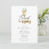 Gouden brunch en Bubbly Champagne Vrijgezellenfees Kaart (Staand voorkant)