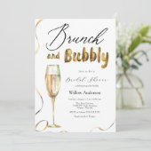 Gouden brunch en Bubbly Champagne Vrijgezellenfees Kaart (Staand voorkant)