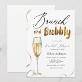 Gouden brunch en Bubbly Champagne Vrijgezellenfees Kaart (Voorkant / Achterkant)