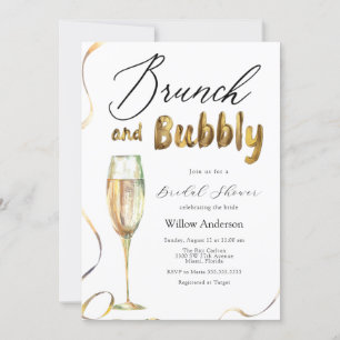 Gouden brunch en Bubbly Champagne Vrijgezellenfees Kaart