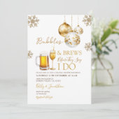 Gouden Bubbels & Brouwen Kerst Bier Koppels Douche Kaart (Staand voorkant)