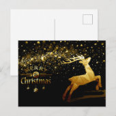 Gouden bubbels, rendieren, sneeuwvlokken Vrolijk k Briefkaart (Voorkant / Achterkant)