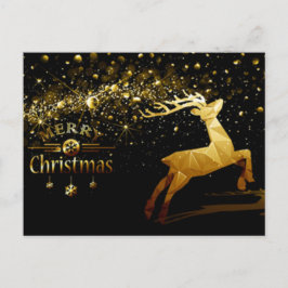 Gouden bubbels, rendieren, sneeuwvlokken Vrolijk k Briefkaart