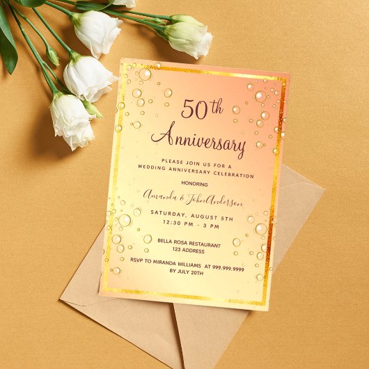 gouden bubbels voor de 50e trouwdag kaart