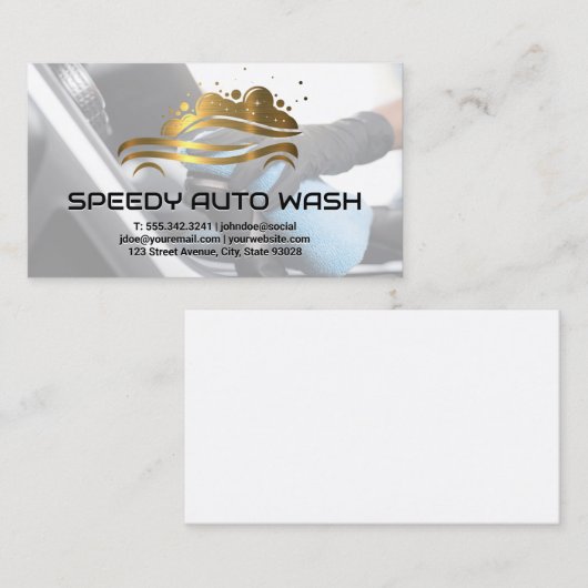 Gouden Bubble Auto Wassen Logo Visitekaartje (Voorkant / Achterkant)