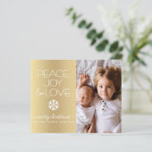 Gouden Budget Kerstfoto Vrede Joy Love Kaart (Staand voorkant)