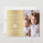 Gouden Budget Kerstfoto Vrede Joy Love Kaart (Voorkant)