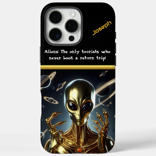 Gouden buitenaardse figuur tussen kosmische ringen Case-Mate iPhone case (Achterkant)