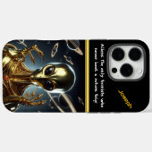 Gouden buitenaardse figuur tussen kosmische ringen Case-Mate iPhone case (Achterkant (horizontaal))