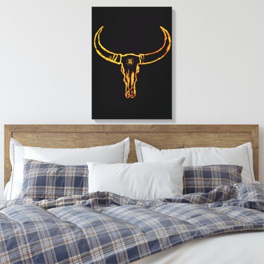 Gouden Bull schedel verpakt Canvas (Insitu (Slaapkamer))