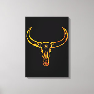Gouden Bull schedel verpakt Canvas Afdruk