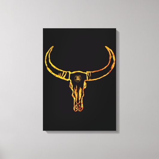 Gouden Bull schedel verpakt Canvas Afdruk (Voorkant)
