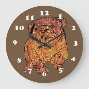 Gouden Bulldog Ronde (Grote) Wandklok