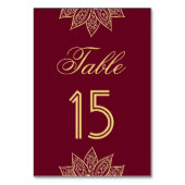 Gouden Burgundy Mehendi Henna Indiase Bruiloft Kaart (Achterkant)