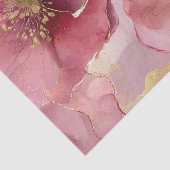 Gouden Burgundy Roze Roze Bloemen Bruiloft Tissuepapier (Detail)