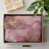 Gouden Burgundy Roze Roze Bloemen Bruiloft Tissuepapier (Geschenk)