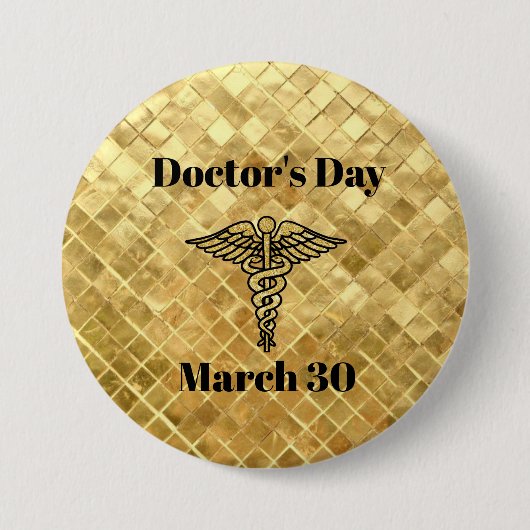 Gouden Button van de Artsen Dag met Caduceus (Voorkant)