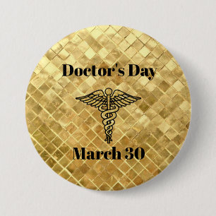 Gouden Button van de Artsen Dag met Caduceus