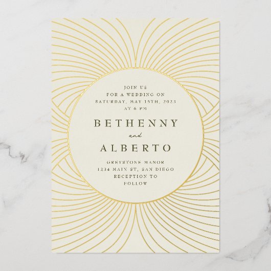 Gouden Byzantijnse huwelijksfolie uitnodiging (Voorkant)