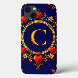Gouden C Monogram Hart Frame Elegante Liefde Case-Mate iPhone Case