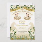 Gouden Cactus Twins Meisje Doop en Verjaardag Kaart (Voorkant)