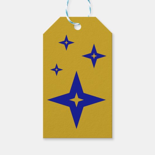 Gouden cadeautags met blauwe sterren cadeaulabel (Voorkant)