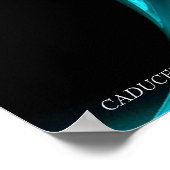 Gouden Caduceus en 7 CHAKRA'S in BLAUWE FRACTALE R Poster (Hoek)