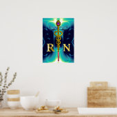 Gouden CADUCEUS GEREGISTREERDE VERPLEEGKUNDIGE SYM Poster (Keuken)