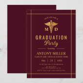 Gouden caduceus Klasse van 2025 Bourgogne afstuder Kaart (Voorkant / Achterkant)