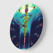 GOUDEN CADUCEUS MEDISCH SYMBOOL Blauw Turkoois Grote Klok (Hoek)