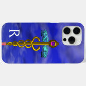 Gouden Caduceus Medisch Symbool Blauwe Lucht Monog Case-Mate iPhone Case (Achterkant (horizontaal))