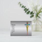 GOUDEN CADUCEUS, MEDISCH SYMBOOL Metaaleffect Visitekaartje (Staand voorkant)