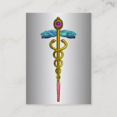 GOUDEN CADUCEUS, MEDISCH SYMBOOL Metaaleffect Visitekaartje (Achterkant)