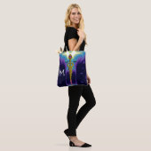 GOUDEN CADUCEUS MEDISCH SYMBOOL MONOGRAM, Paarse B Tote Bag (Op model)