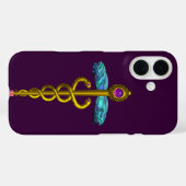 Gouden Caduceus Medisch Symbool ,Paars Case-Mate iPhone Case (Achterkant (horizontaal))