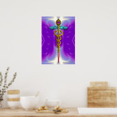 Gouden CADUCEUS Medisch Symbool Ultra Violet Paars Poster (Keuken)