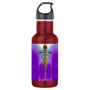 GOUDEN CADUCEUS MEDISCH SYMBOOL Ultra Violet Paars Waterfles
