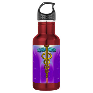 GOUDEN CADUCEUS MEDISCH SYMBOOL Ultra Violet Paars Waterfles