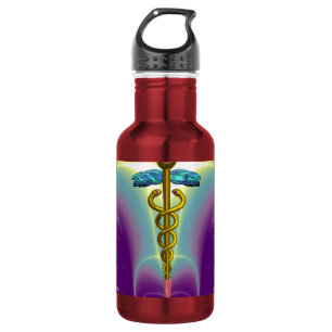 GOUDEN CADUCEUS MEDISCH SYMBOOL WATERFLES 