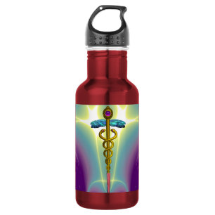 GOUDEN CADUCEUS MEDISCH SYMBOOL WATERFLES 