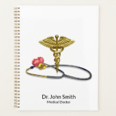 Gouden Caduceus & Medische Stethoscoop met Hart Planner (Voorkant)