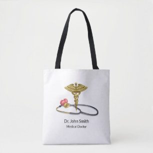 Gouden Caduceus & Medische Stethoscoop met Hart Tote Bag