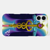Gouden Caduceus Monogram iPhone Hoesje (Achterkant horizontaal)
