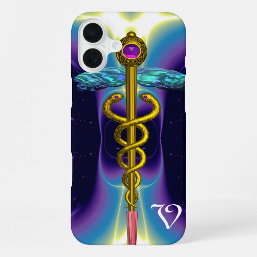 Gouden Caduceus Monogram iPhone Hoesje (Achterkant)