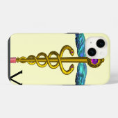GOUDEN CADUCEUS MONOGRAM,Wit iPhone Hoesje (Achterkant horizontaal)
